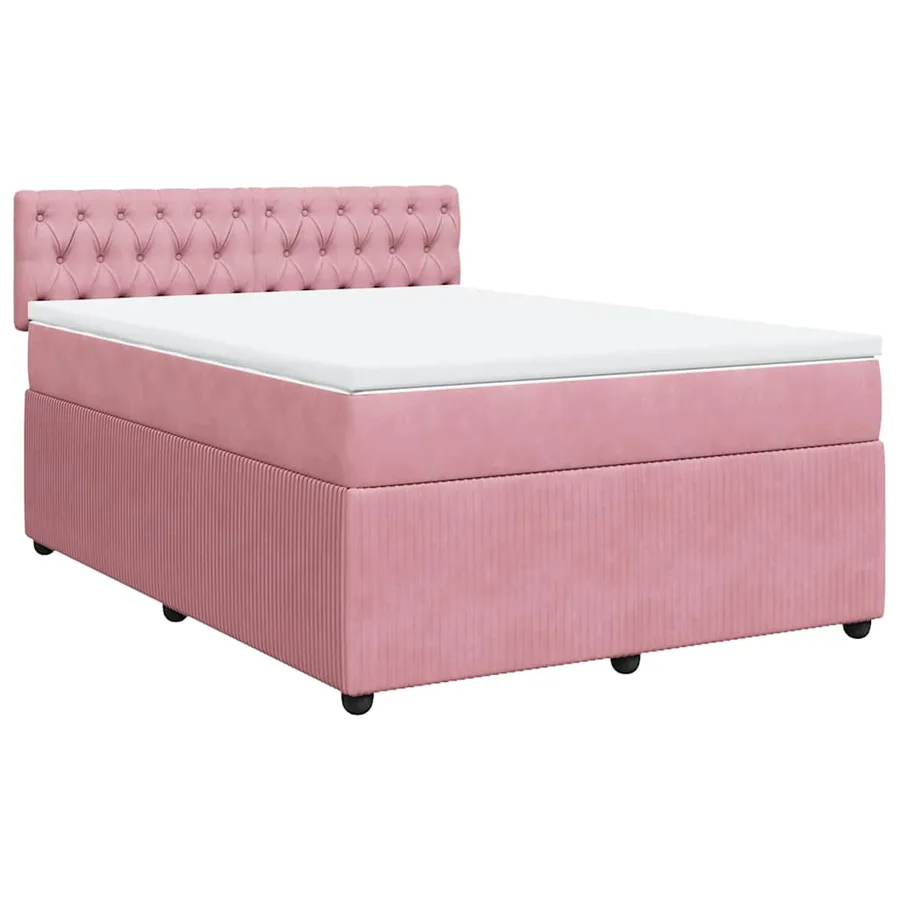 Sommier à lattes de lit avec matelas Rose 140x190 cm Velours - 2