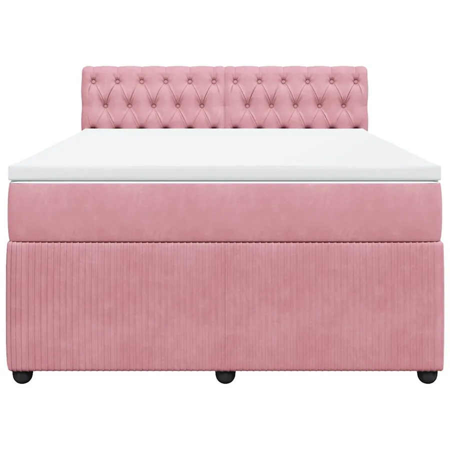 Sommier à lattes de lit avec matelas Rose 140x190 cm Velours - 4