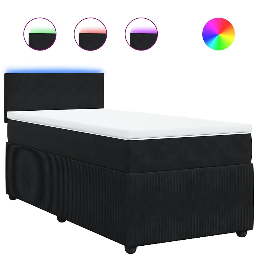 Sommier à lattes de lit avec matelas Noir 90x200 cm Velours - 2