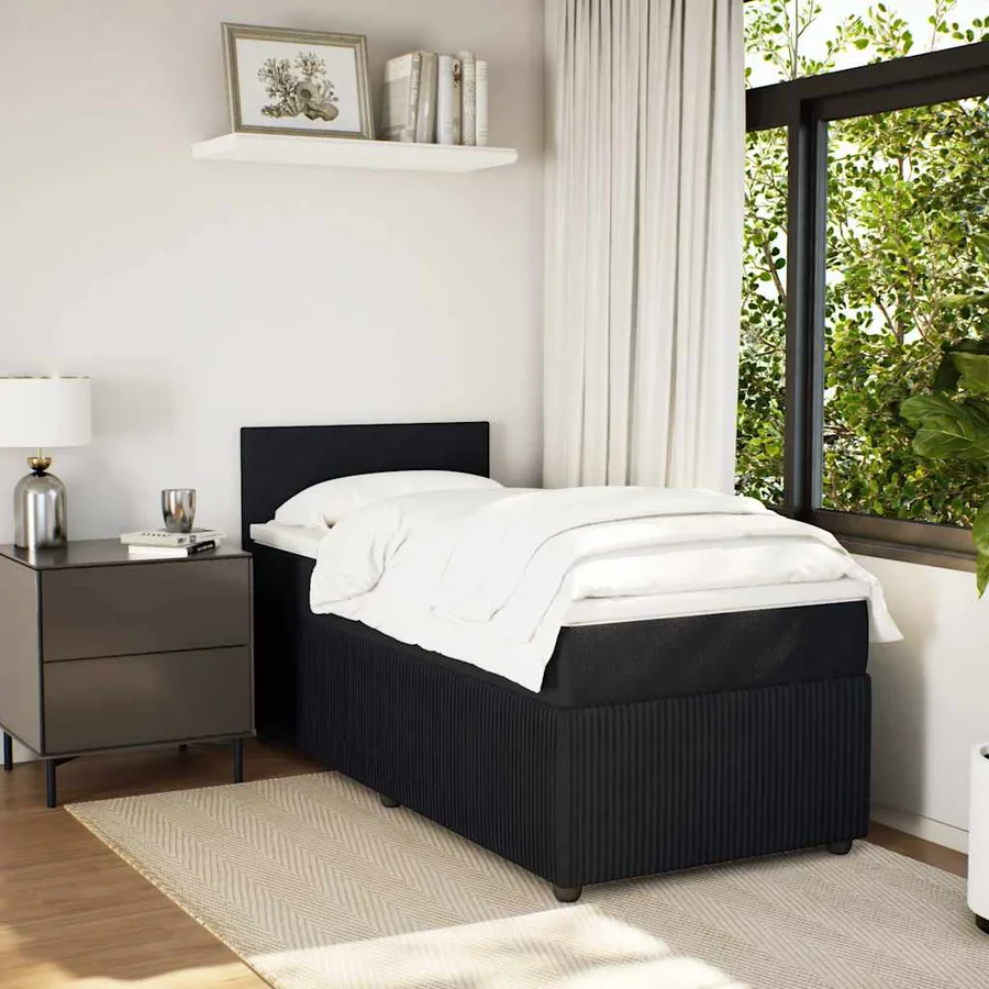 Sommier à lattes de lit avec matelas Noir 90x200 cm Velours - 4