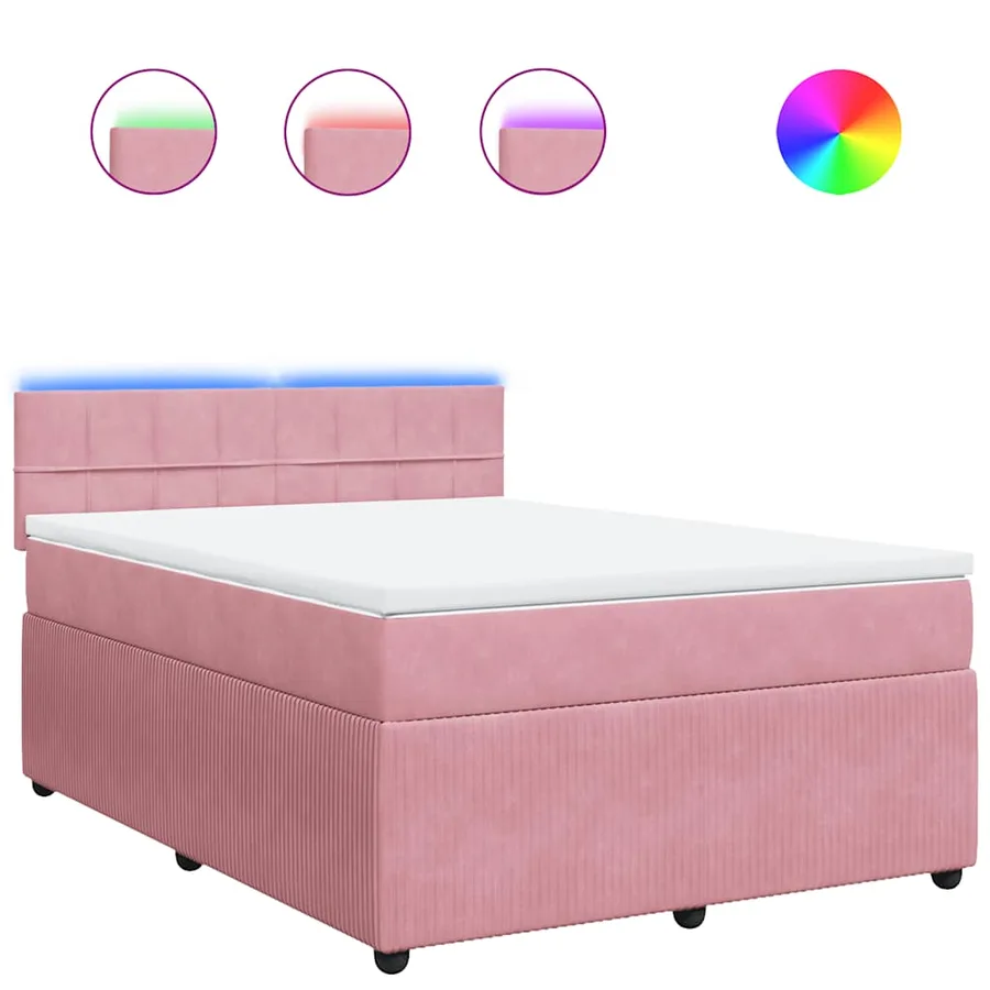 Sommier à lattes de lit avec matelas Rose 140x190 cm Velours - 2