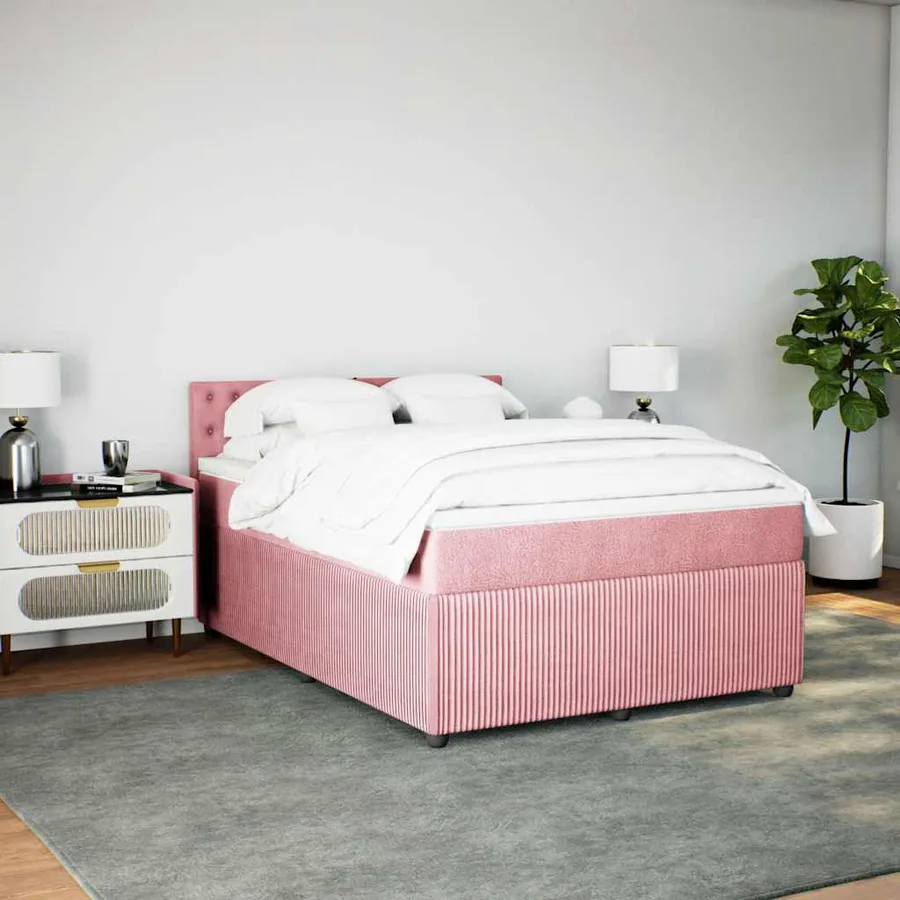 Sommier à lattes de lit avec matelas Rose 140x190 cm Velours - 5