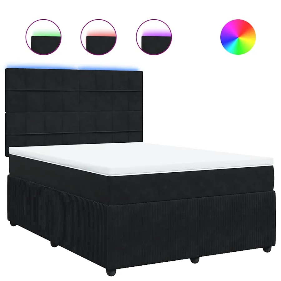 Sommier à lattes de lit avec matelas Noir 140x190 cm Velours - 2