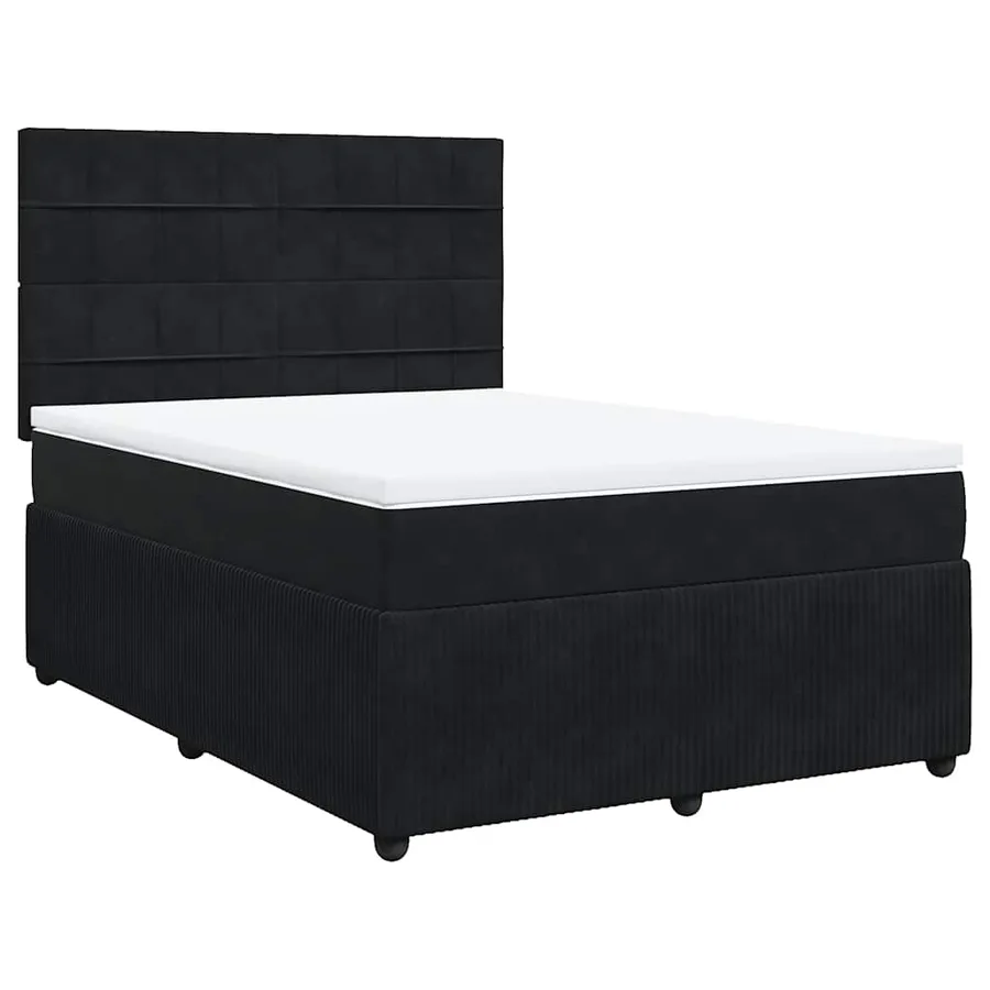 Sommier à lattes de lit avec matelas Noir 140x190 cm Velours - 3