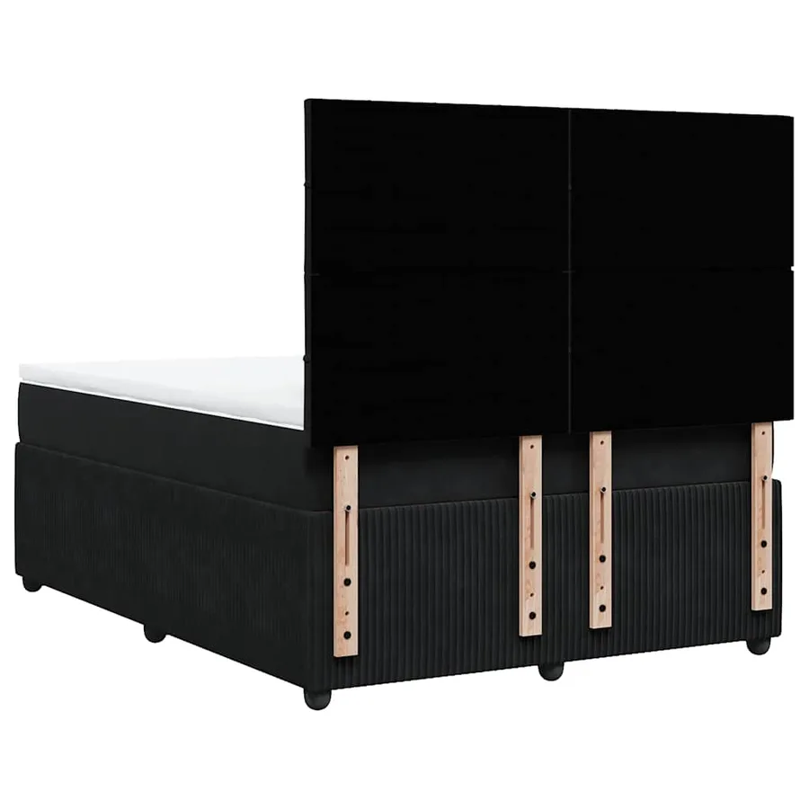 Sommier à lattes de lit avec matelas Noir 140x190 cm Velours - 8