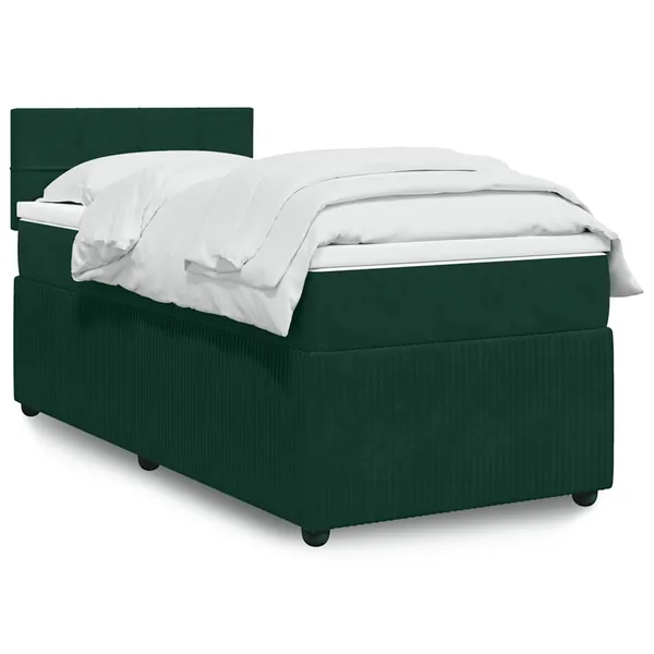 Sommier à lattes de lit avec matelas Vert foncé 90x190 cm