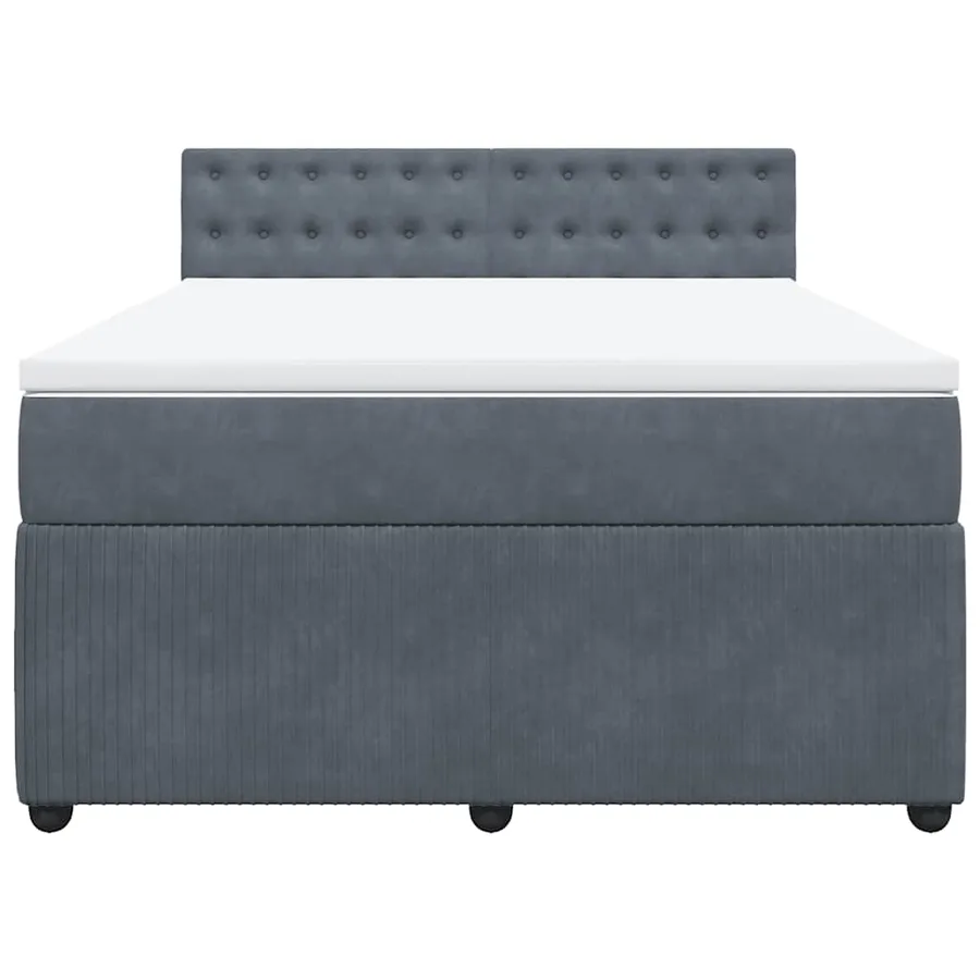 Sommier à lattes de lit et matelas Gris foncé 140x190cm Velours - 4