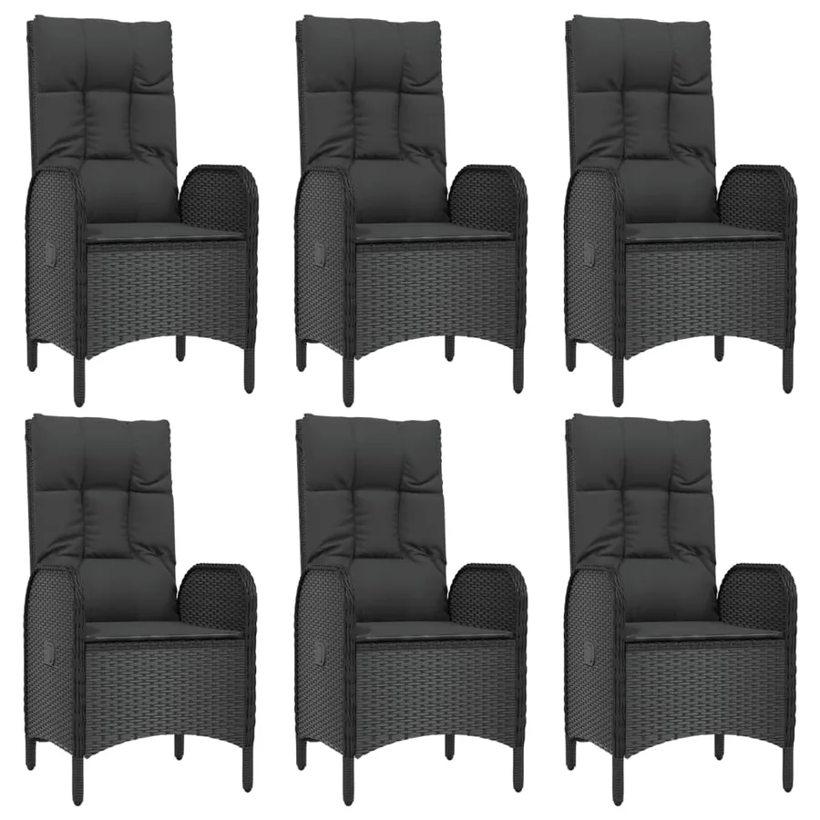 Ensemble à manger de jardin coussins 7pcs Noir Résine tressée - 4