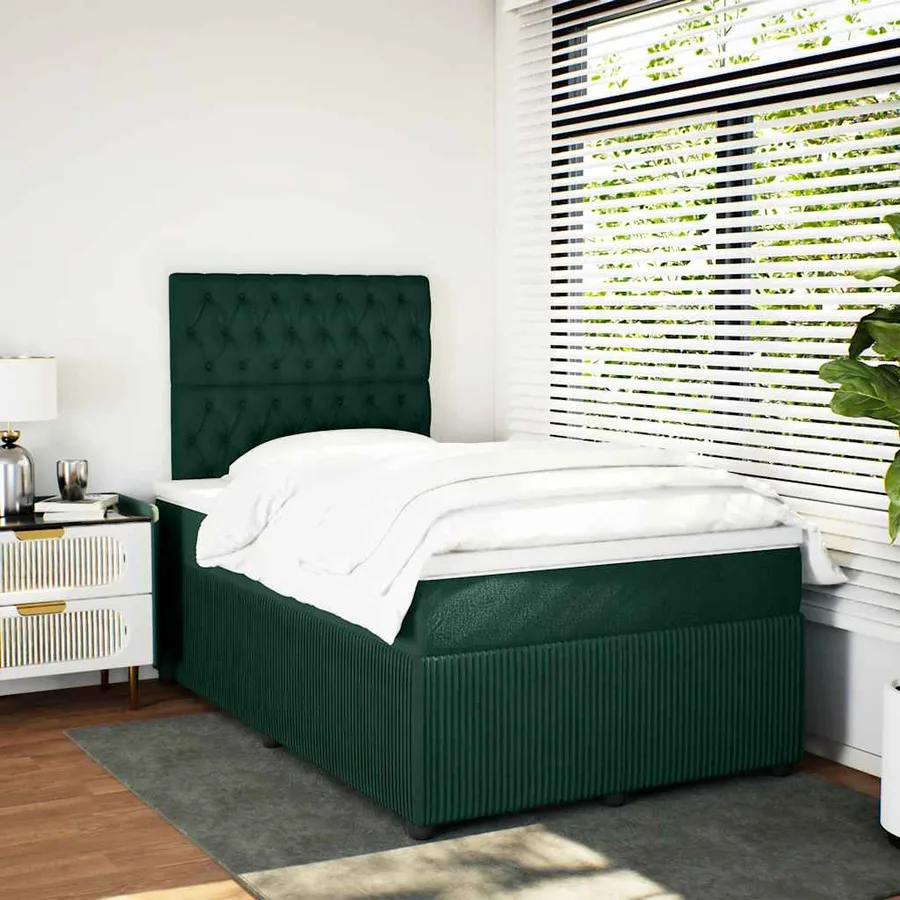 Sommier à lattes de lit et matelas Vert foncé 120x200cm Velours - 3