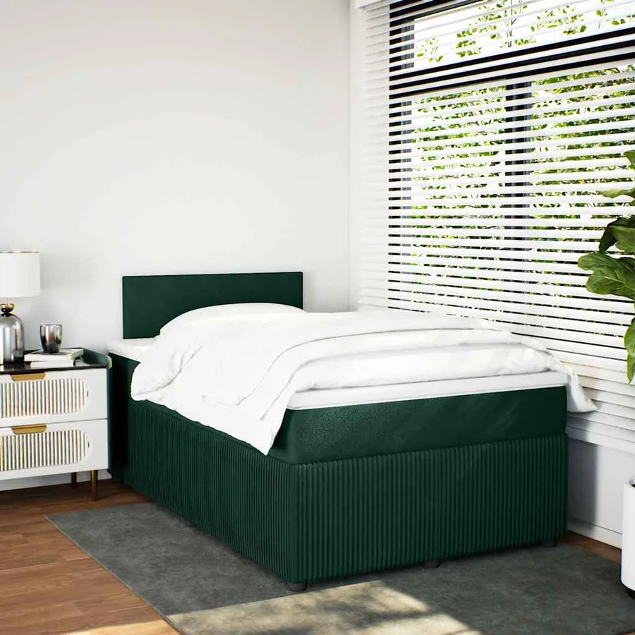 Sommier à lattes de lit et matelas Vert foncé 120x200cm Velours - 3