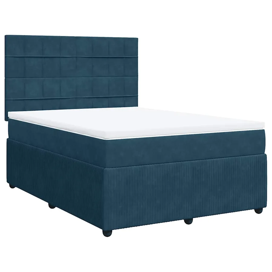 Sommier à lattes de lit et matelas Bleu foncé 140x190cm Velours - 2