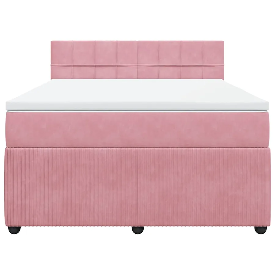 Sommier à lattes de lit avec matelas Rose 140x190 cm Velours - 4