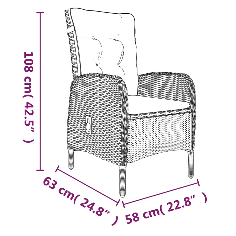 Ensemble à manger de jardin avec coussins 7 pcs Noir - 7