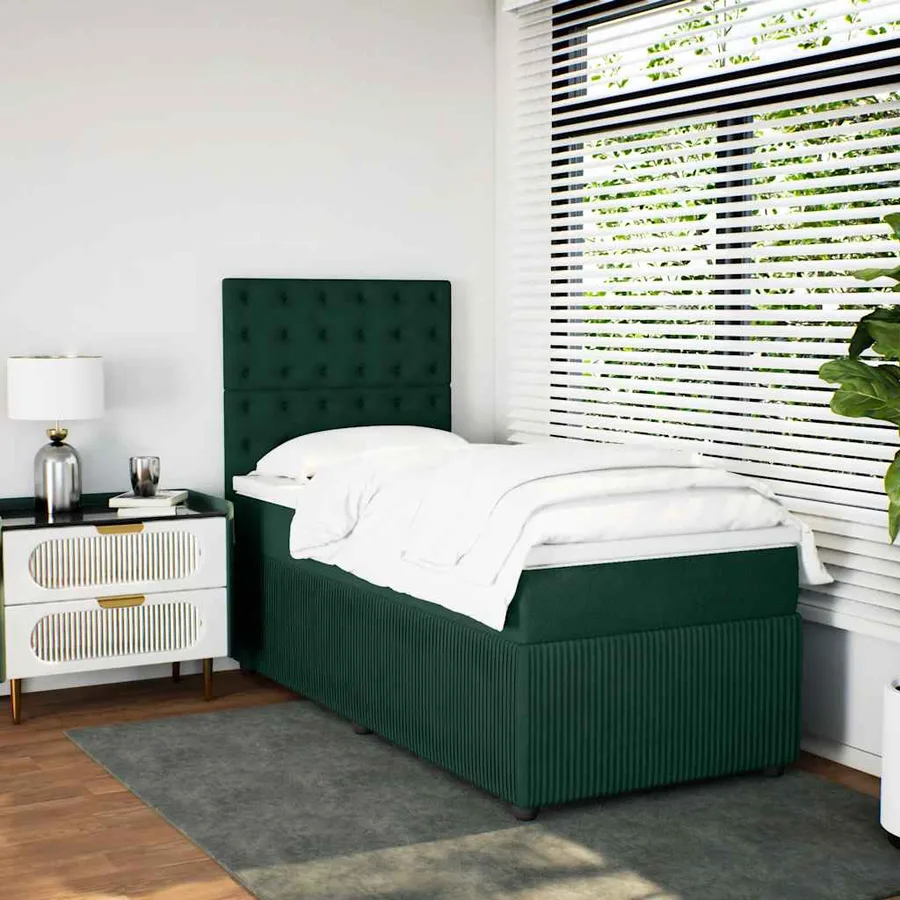 Sommier à lattes de lit avec matelas Vert foncé 90x190 cm - 3