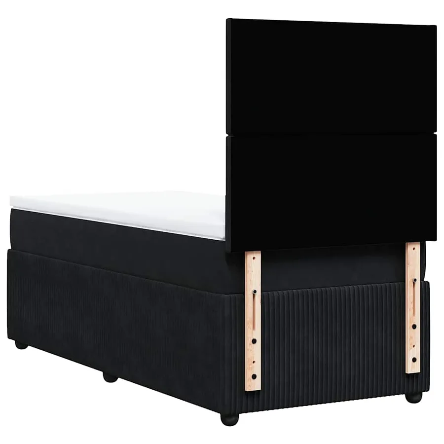 Sommier à lattes de lit avec matelas Noir 90x200 cm Velours - 6