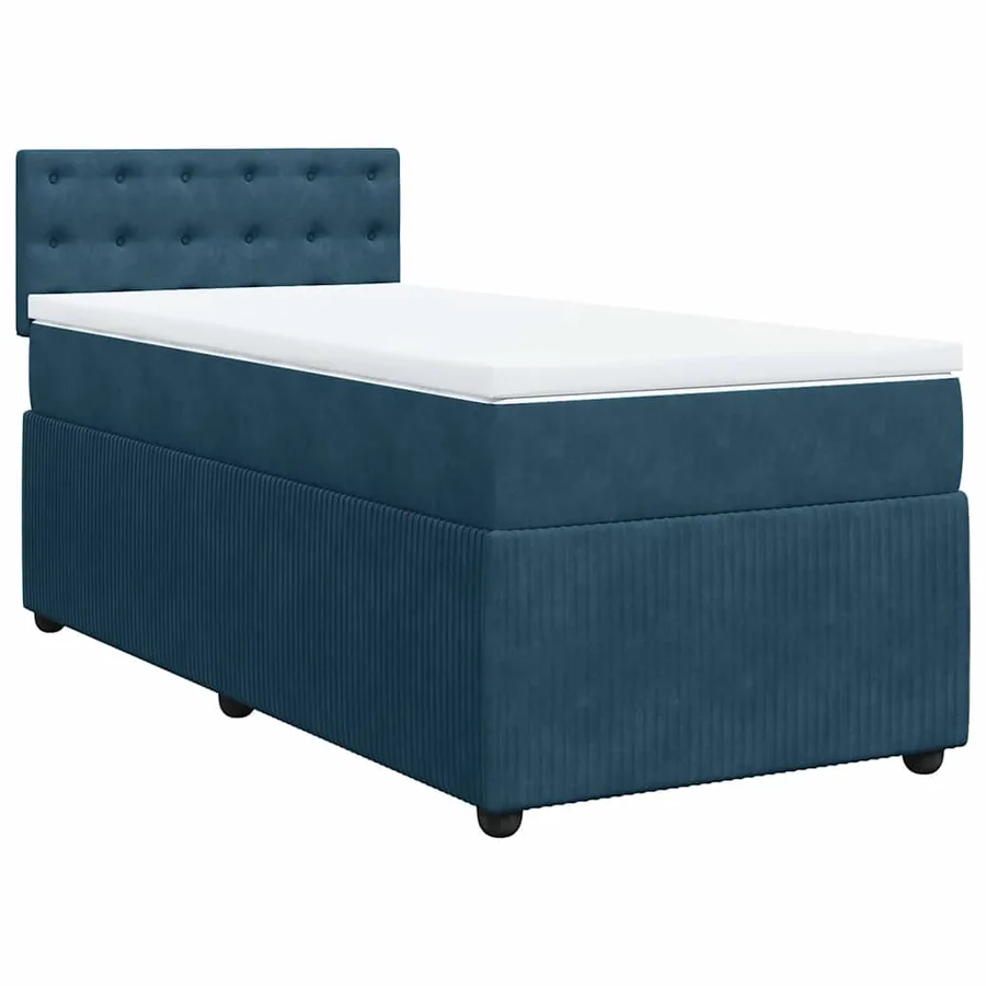 Sommier à lattes de lit avec matelas bleu 90x200 cm velours - 2