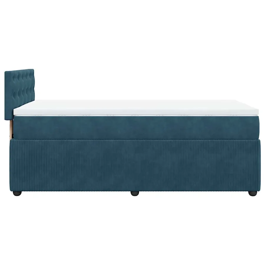 Sommier à lattes de lit avec matelas bleu 90x200 cm velours - 9