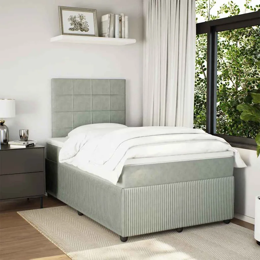 Sommier à lattes de lit et matelas Gris clair 120x200cm Velours - 3