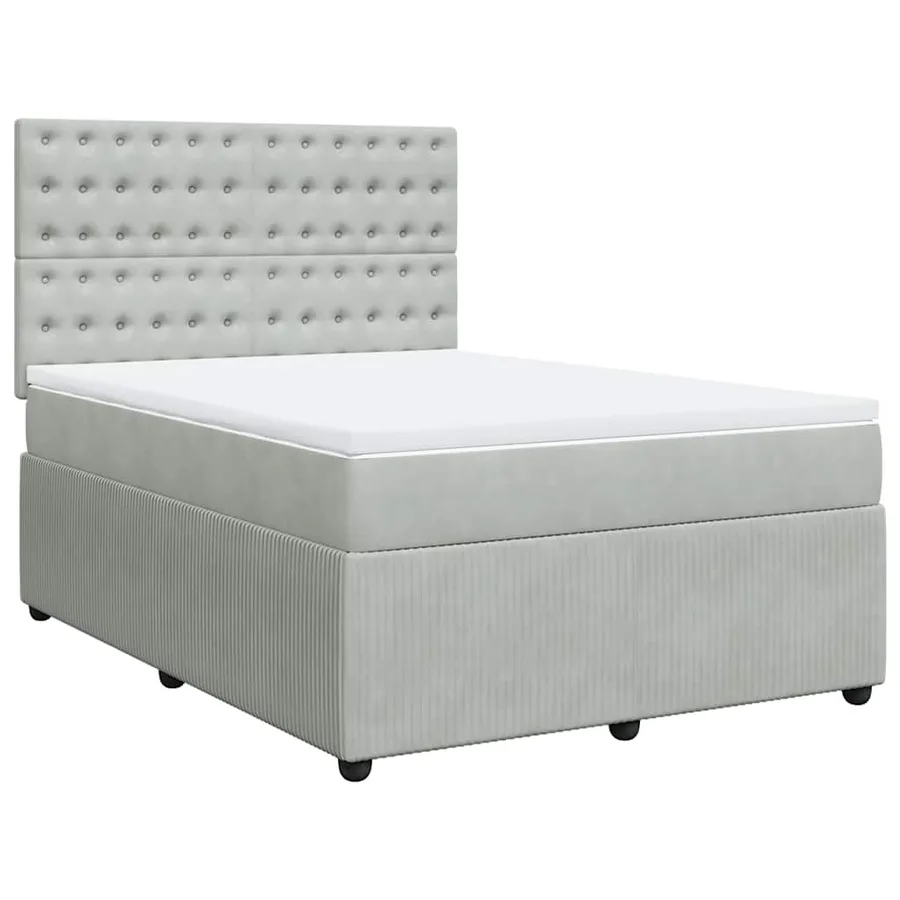 Sommier à lattes de lit et matelas Gris clair 140x190cm Velours - 2
