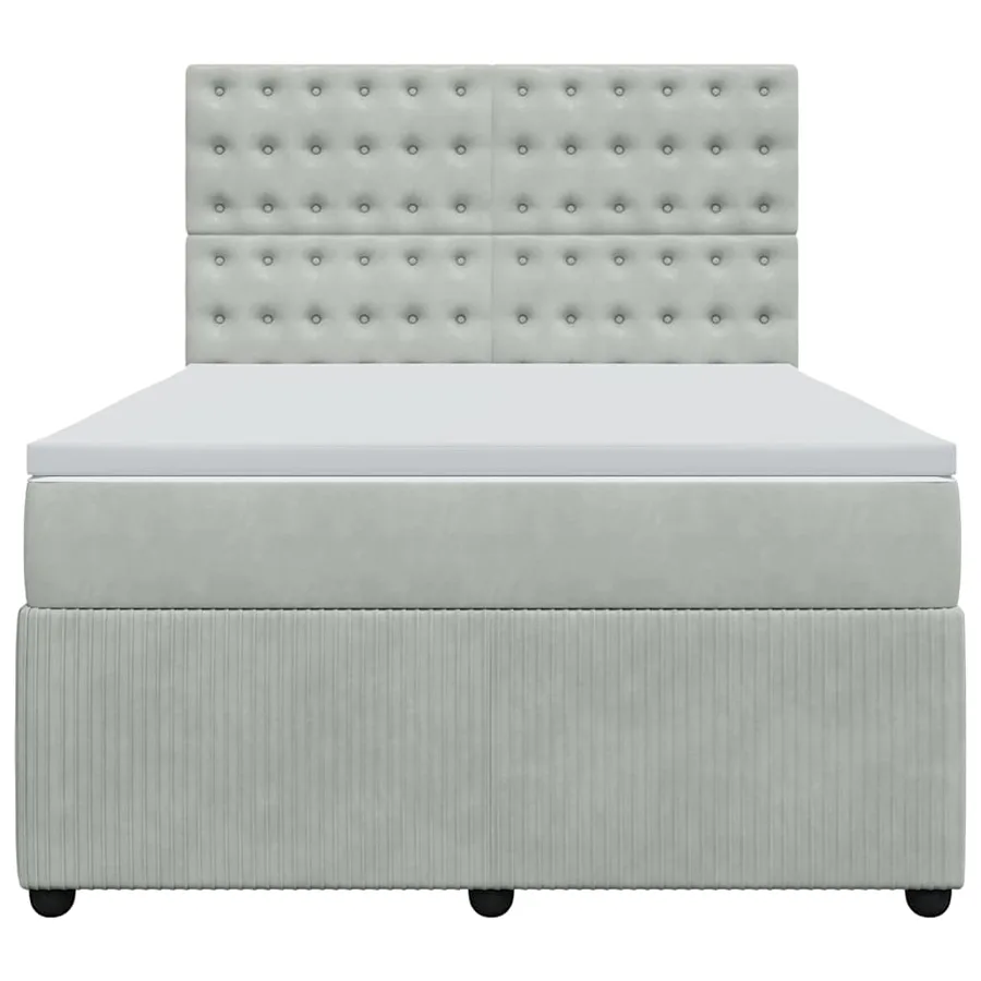 Sommier à lattes de lit et matelas Gris clair 140x190cm Velours - 4