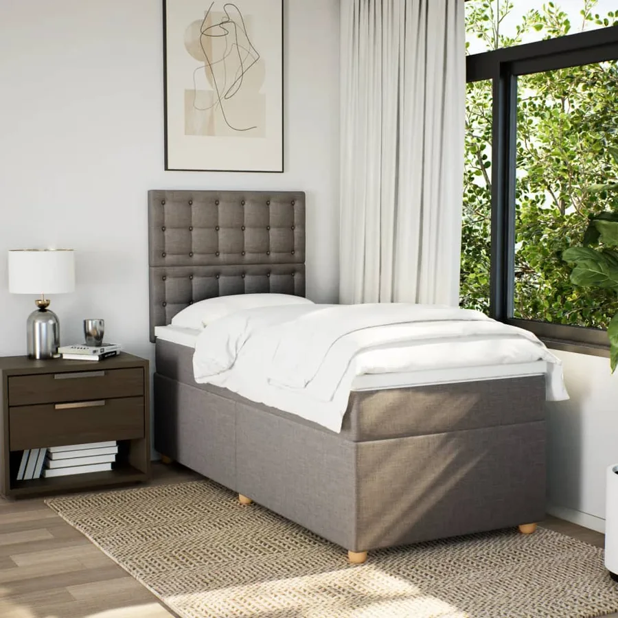 Sommier à lattes de lit avec matelas Taupe 80x200 cm Tissu - 5