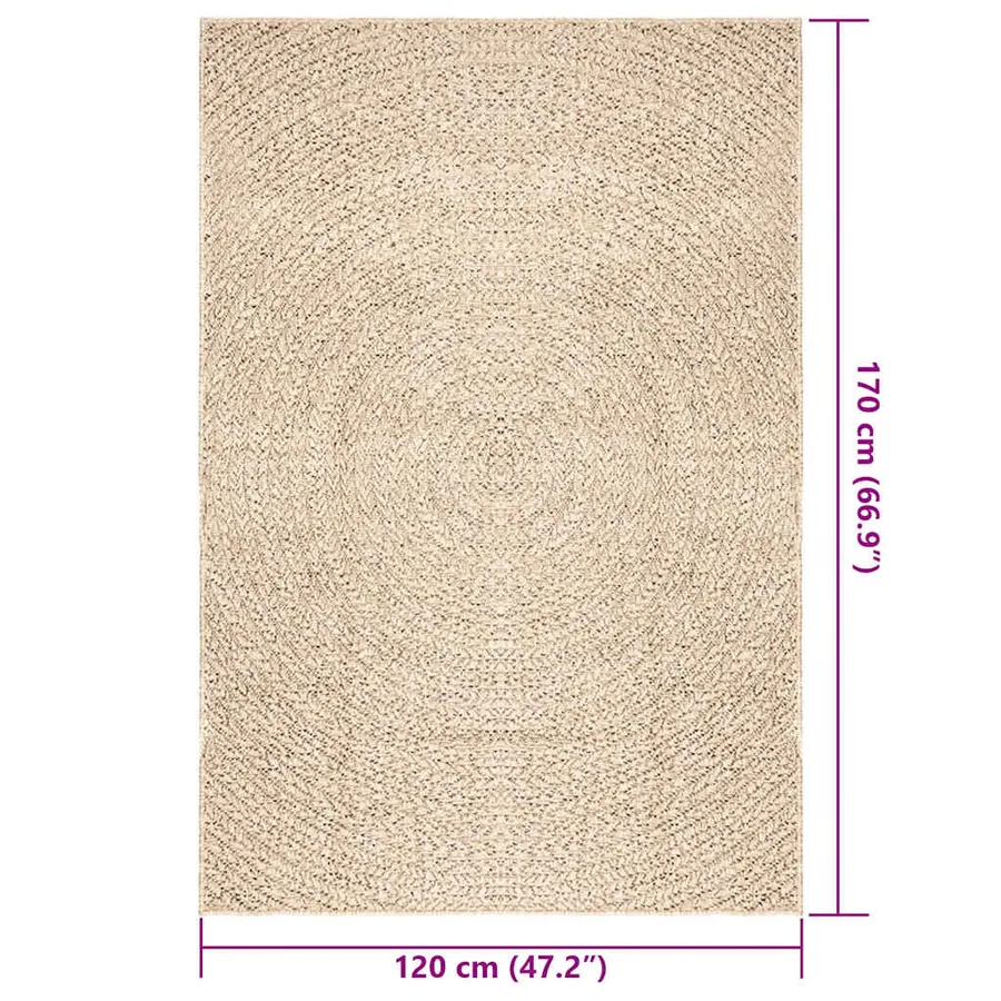 Tapis ZIZUR beige 120x170 cm aspect de jute intérieur extérieur - 7