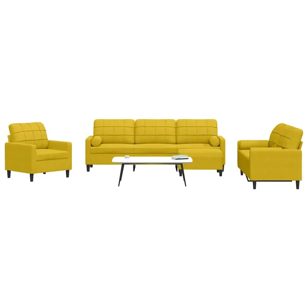 Ensemble de canapés 4 pcs avec coussins et traversins velours