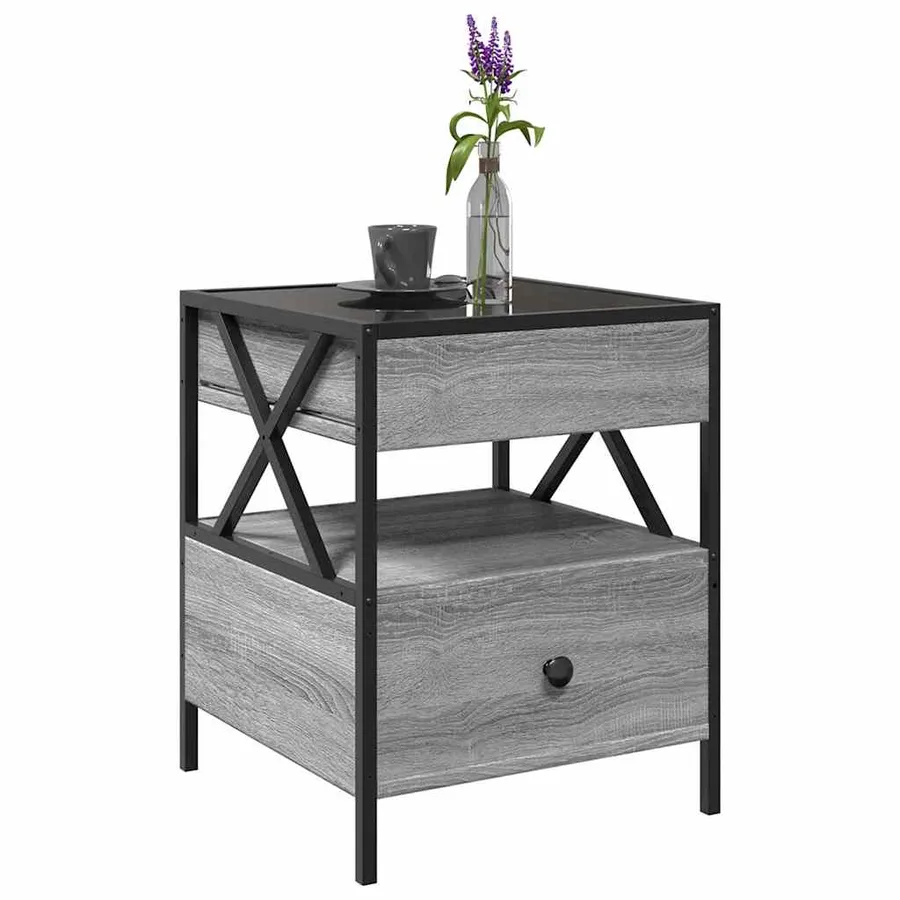 Table basse avec LED Infinity sonoma gris 40x40x51 cm - 5