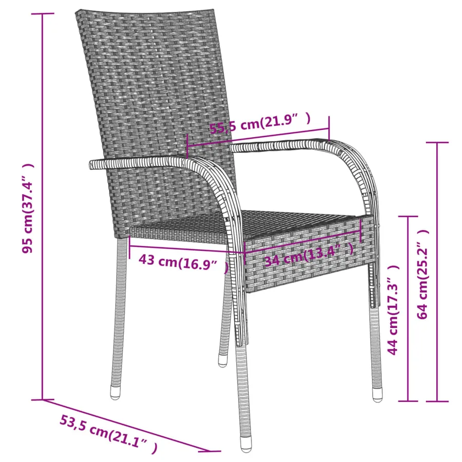 Ensemble à manger de jardin 7 pcs Noir - 8