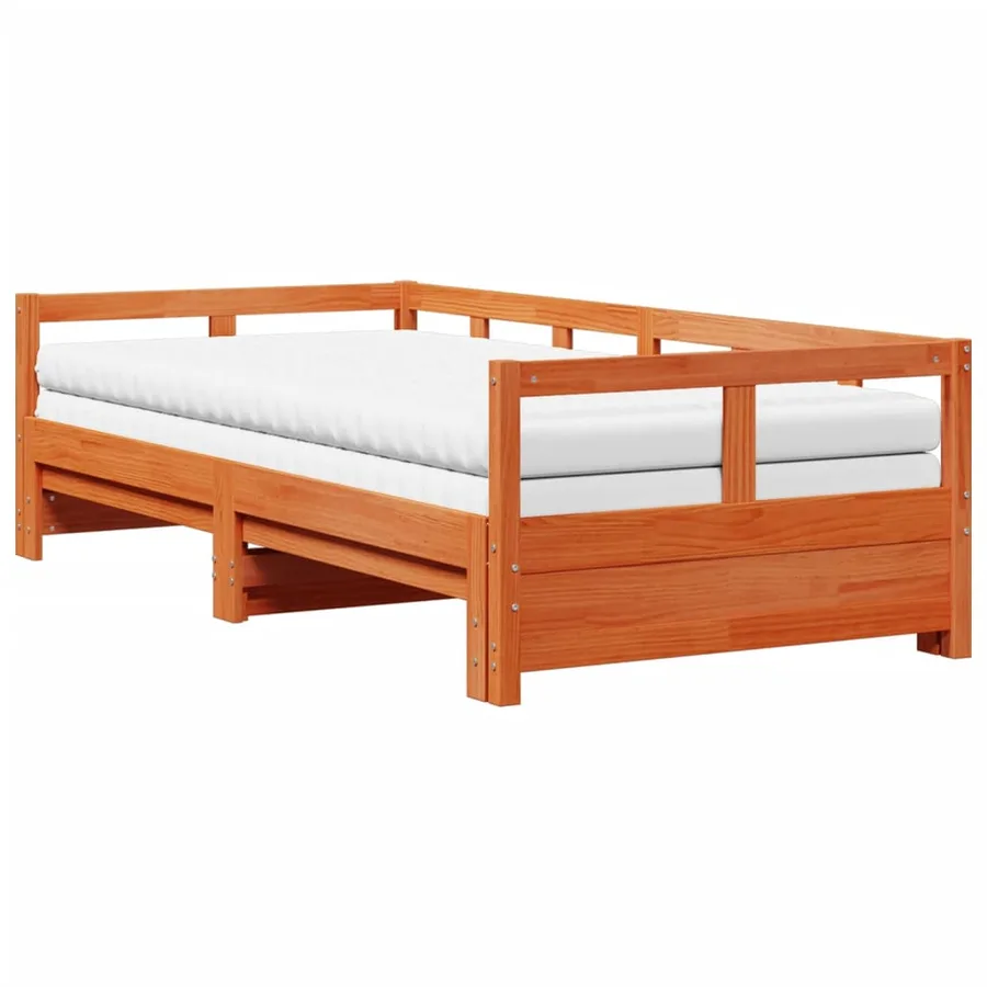 Lit de jour et lit gigogne et matelas 90x200 cm bois pin massif - 2