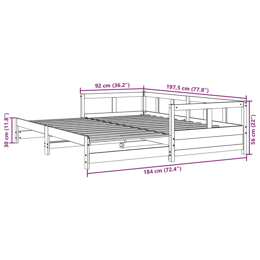Lit de jour sans matelas cire marron 90x190 cm bois pin massif - 11