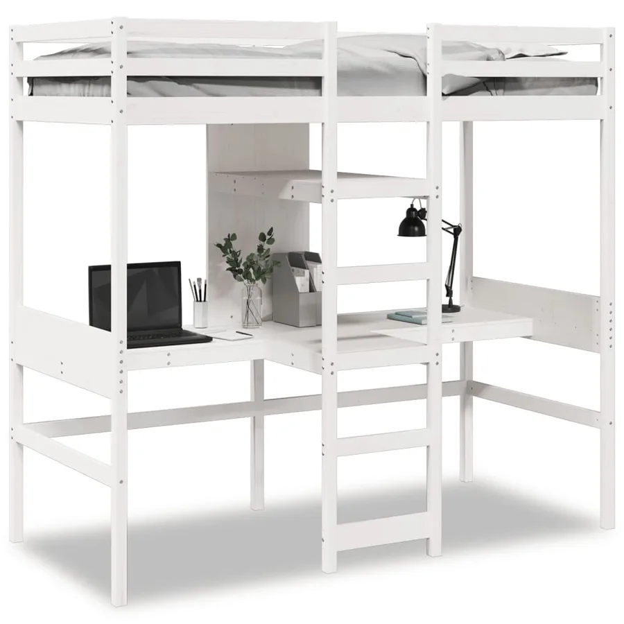 Cadre de lit superposé sans matelas blanc 75x190 cm pin massif - 2