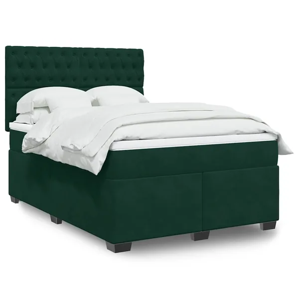 Sommier à lattes de lit et matelas Vert foncé 160x200cm Velours