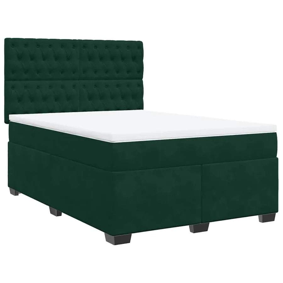 Sommier à lattes de lit et matelas Vert foncé 160x200cm Velours - 2
