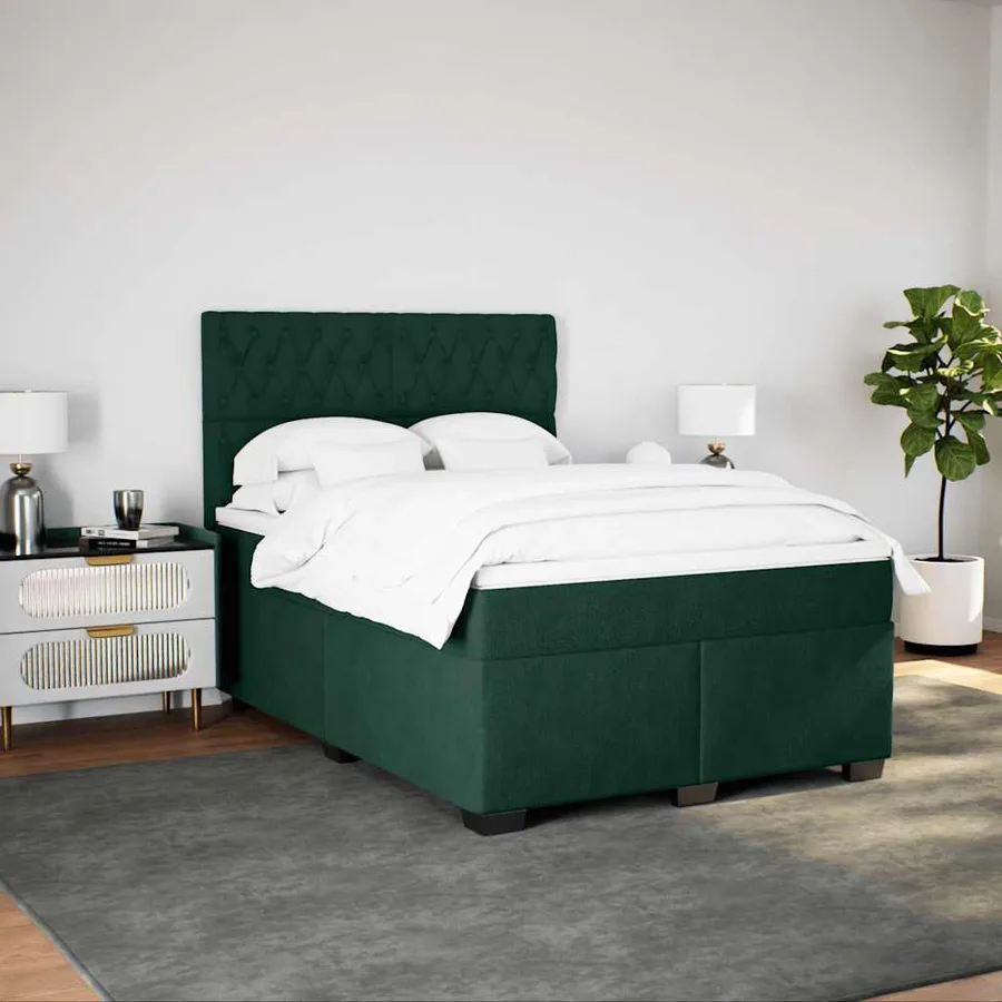 Sommier à lattes de lit et matelas Vert foncé 160x200cm Velours - 3