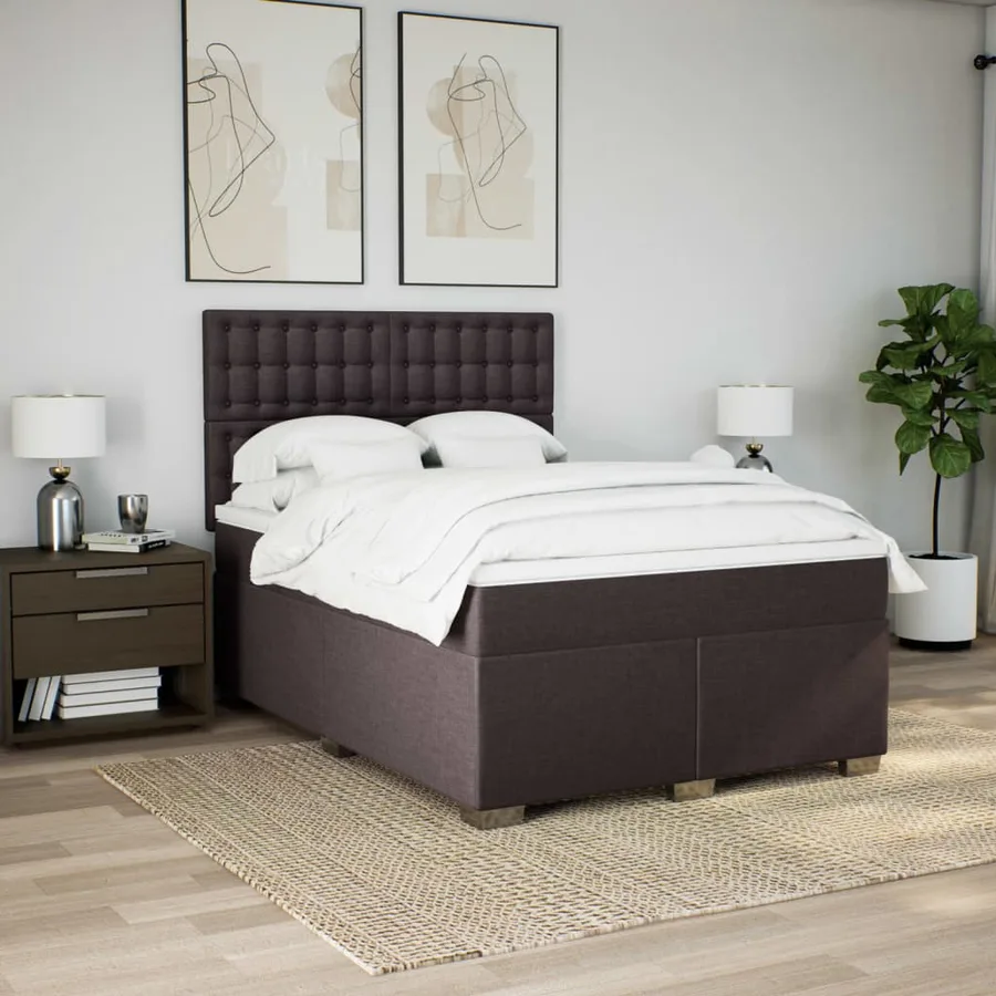 Sommier à lattes de lit avec matelas Marron foncé 160x200 cm - 3