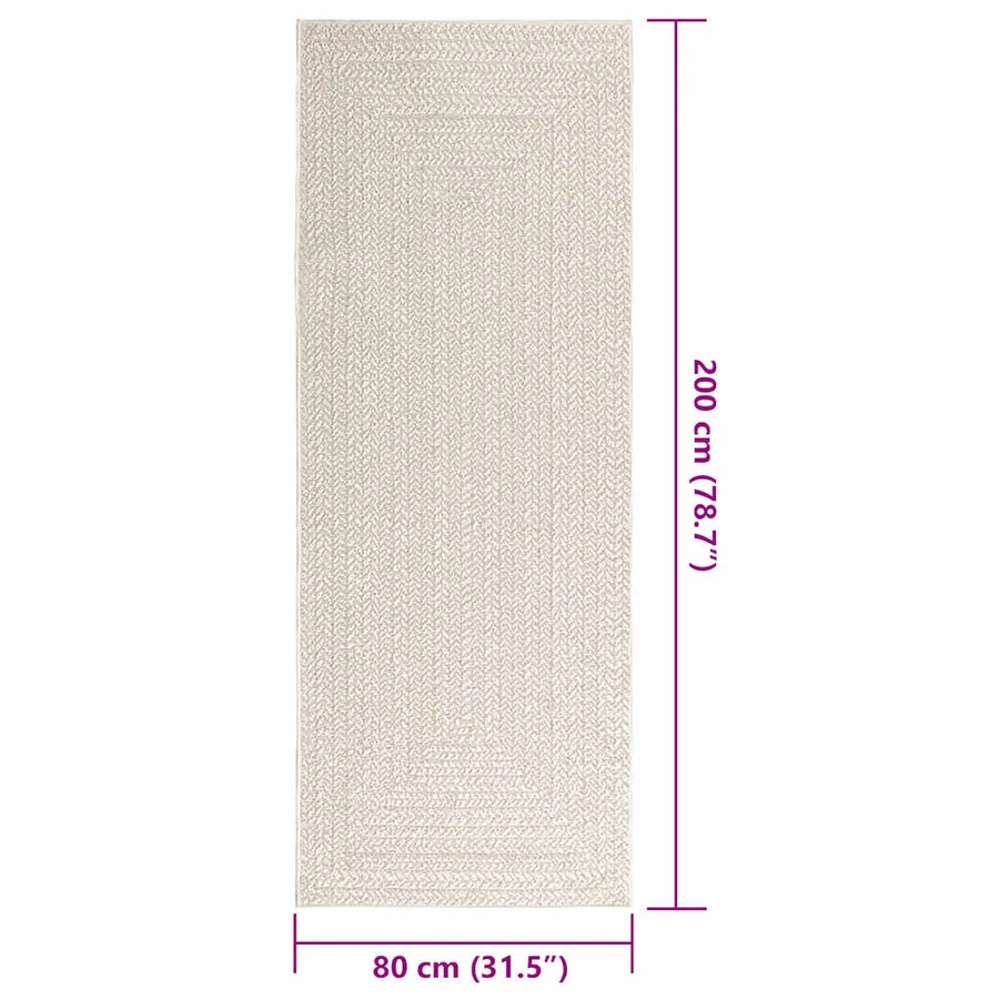 Tapis ZIZUR crème 80x200 cm aspect de jute intérieur extérieur - 9