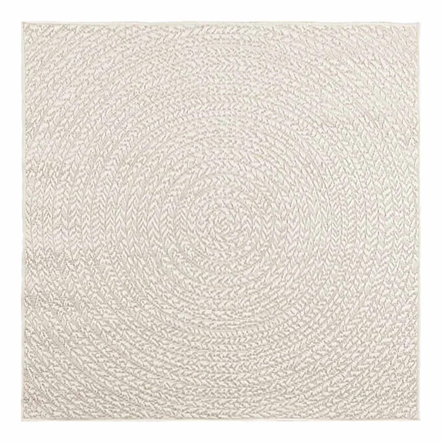 Tapis ZIZUR crème 120x120 cm aspect de jute intérieur extérieur - 3