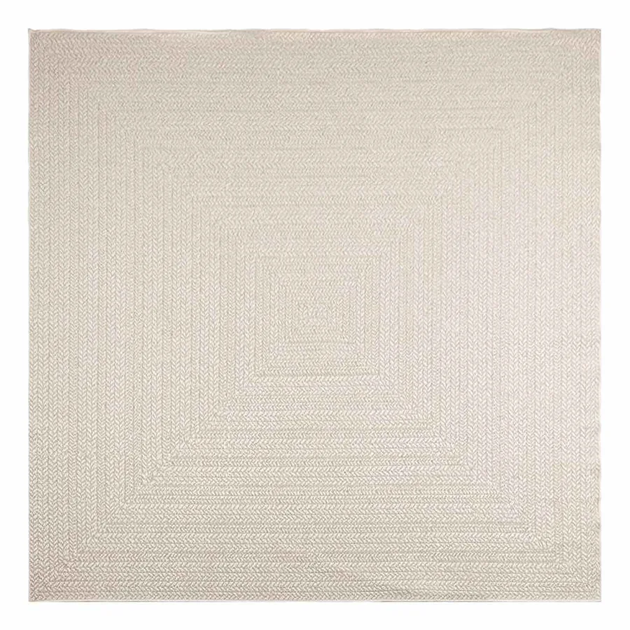 Tapis ZIZUR crème 240x240 cm aspect de jute intérieur extérieur - 3