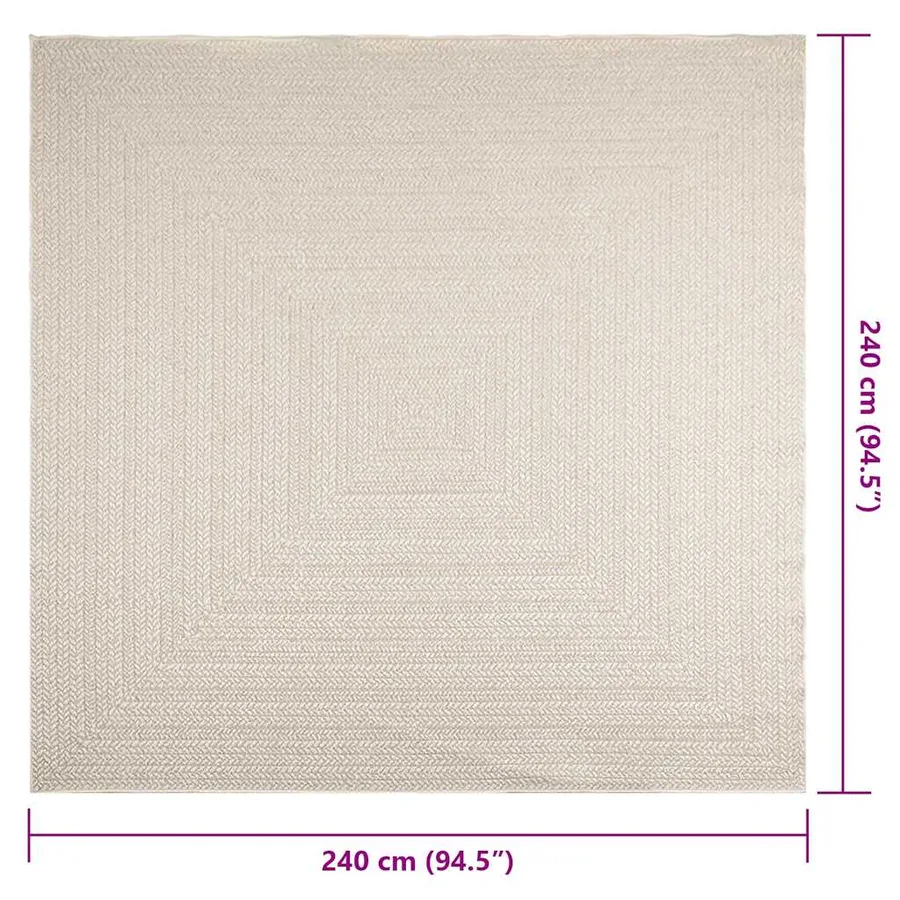 Tapis ZIZUR crème 240x240 cm aspect de jute intérieur extérieur - 9
