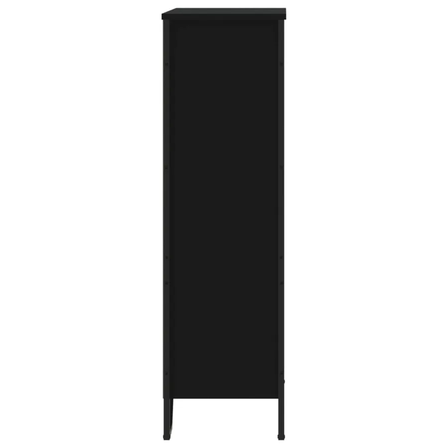 Bibliothèque noir 80x31x106 cm bois d'ingénierie - 5
