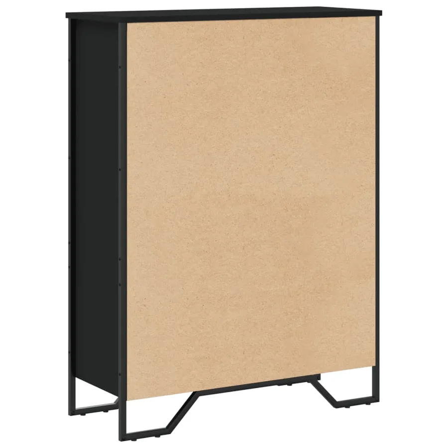 Bibliothèque noir 80x31x106 cm bois d'ingénierie - 6