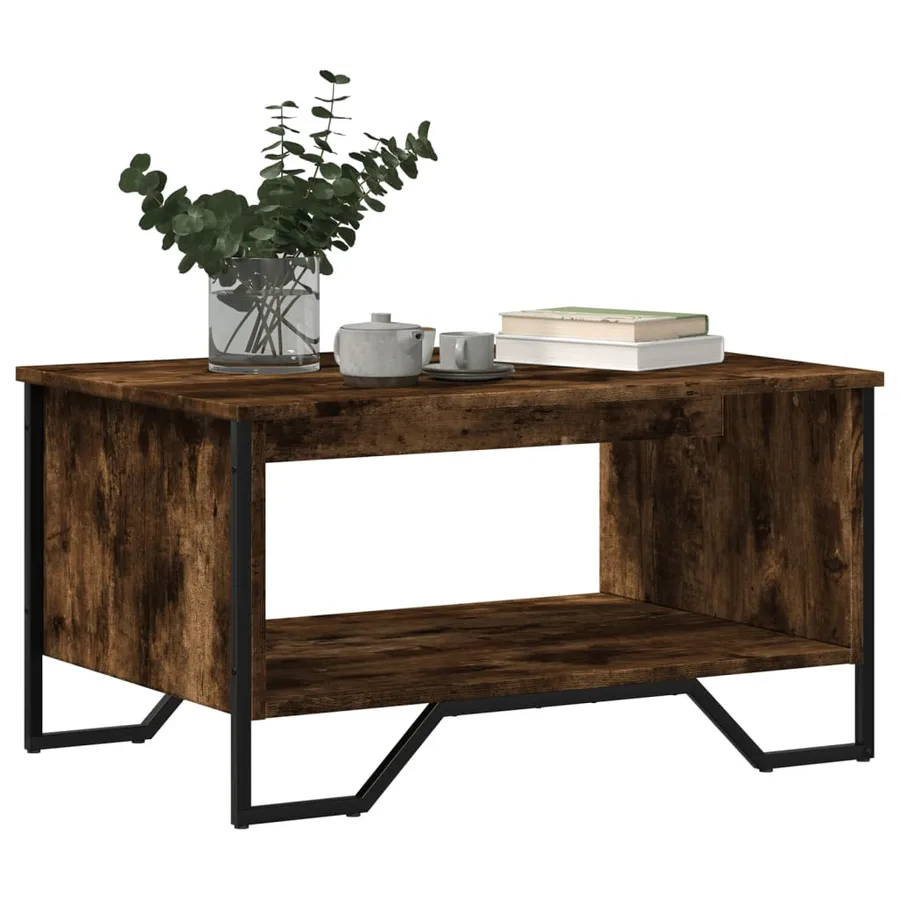 Table basse chêne fumé 75x51x40 cm bois d'ingénierie - 4