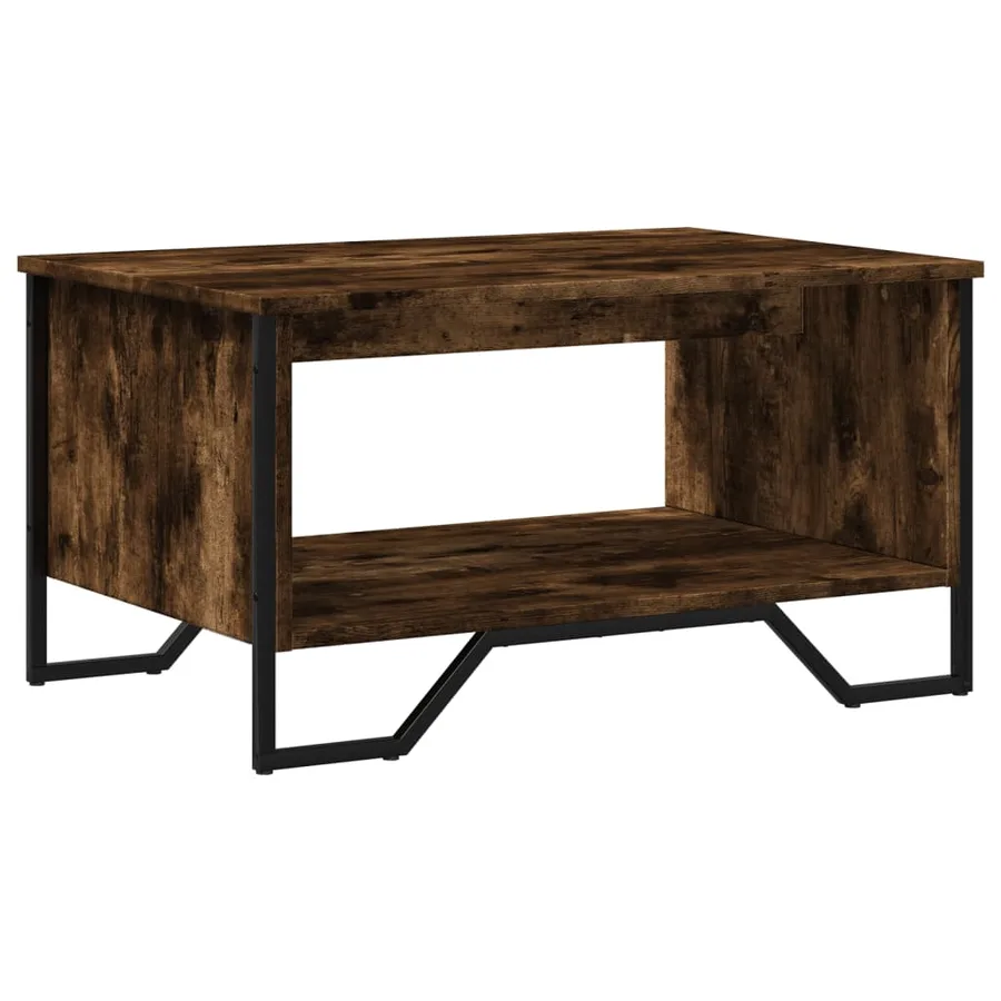 Table basse chêne fumé 75x51x40 cm bois d'ingénierie - 7
