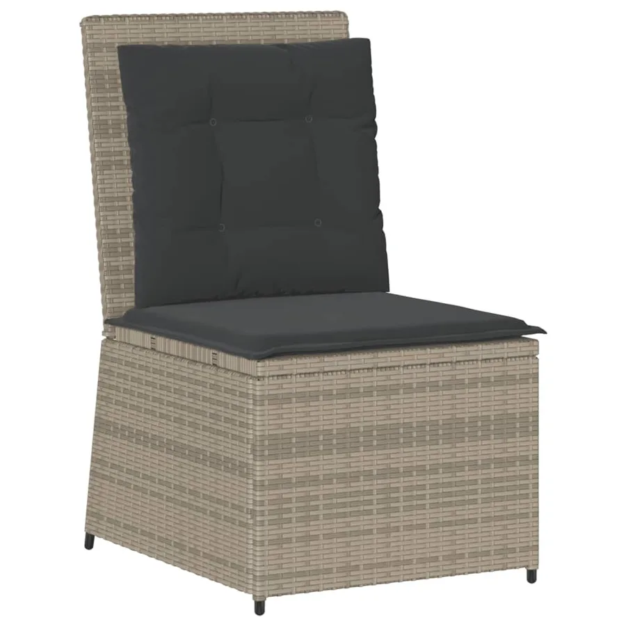 Canapé inclinable de jardin coussins gris clair résine tressée - 2
