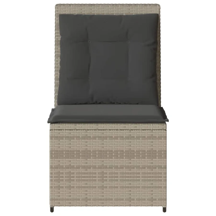 Canapé inclinable de jardin coussins gris clair résine tressée - 4