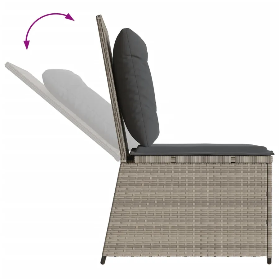 Canapé inclinable de jardin coussins gris clair résine tressée - 7