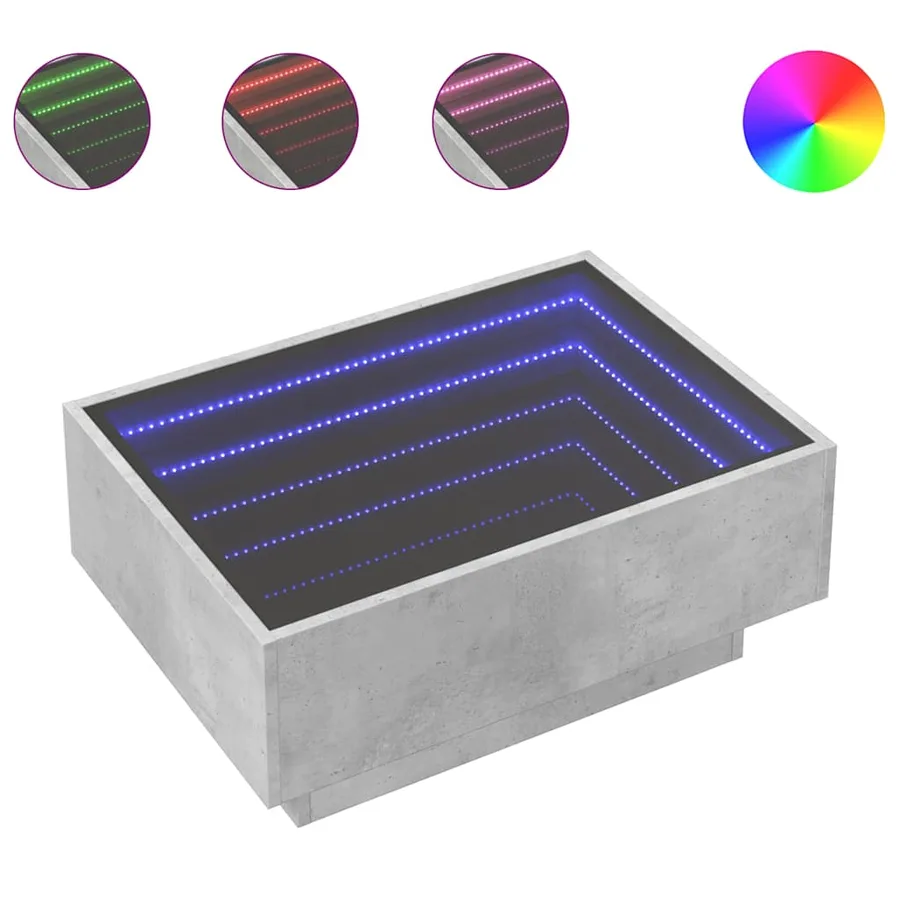 Table basse avec LED gris béton 70x50x30 cm bois d'ingénierie - 2