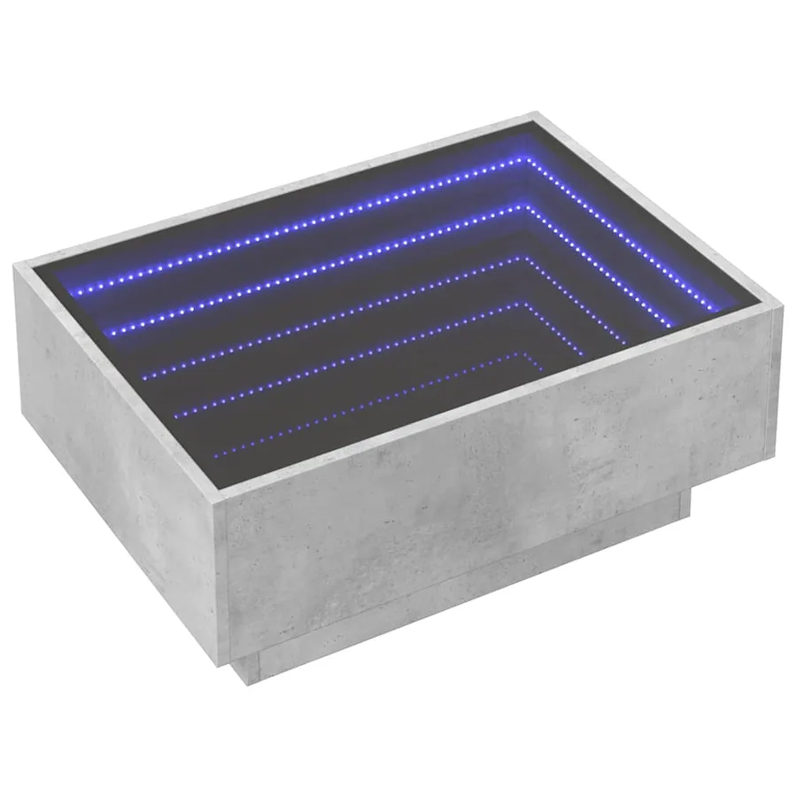 Table basse avec LED gris béton 70x50x30 cm bois d'ingénierie - 3