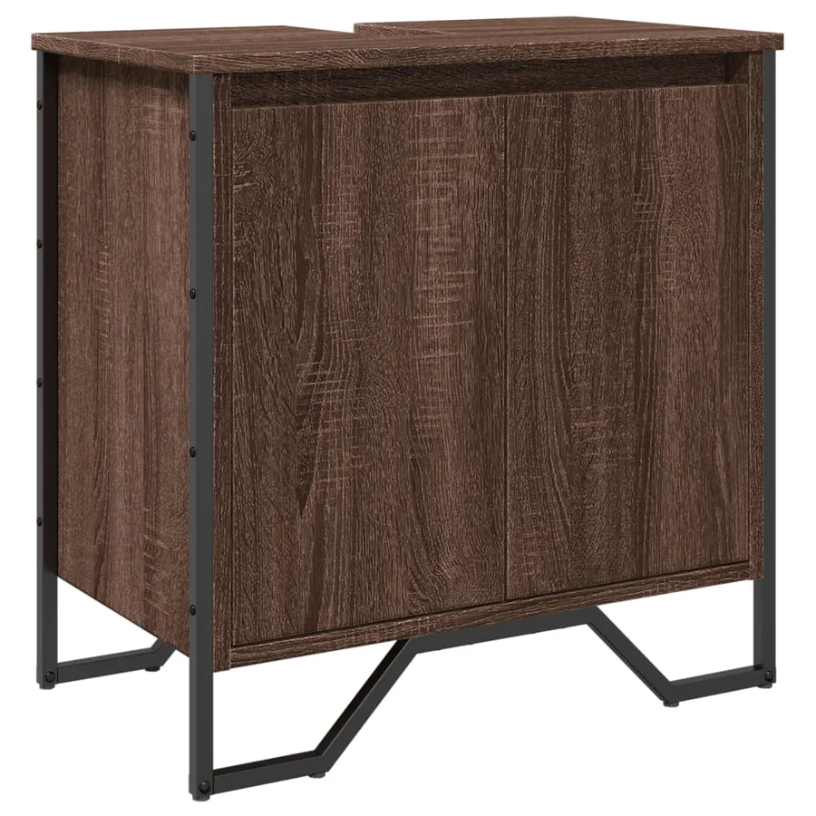 Armoire lavabo de salle de bain chêne marron 60x35x60 cm - 2